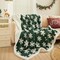 Fleece Throw Blanket Emerald Green Picnic Blankets for Couch Christmas Winter Blankets with White Snowflake Tufted Soft Microfiber Blanket Travel Outdoor Camping Blanket 50x60 Inches